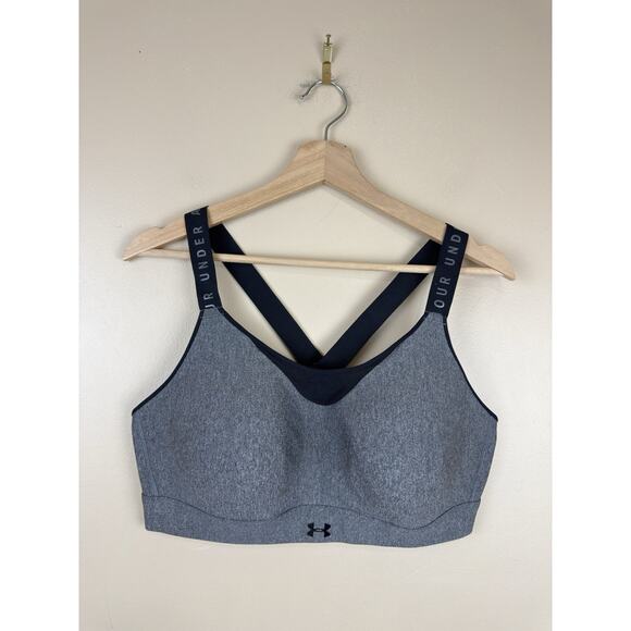 Under armour Other - Under Armour Sports Bra Womens XL Black Gray High Impact Crossback Fitted Gym